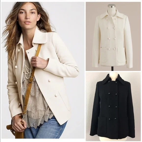 J. Crew Black Pea Coat with Gold Buttons - Picture 9 of 9